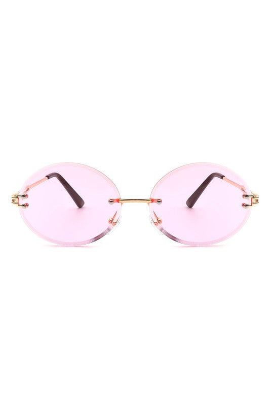 Round Rimless Vintage Sunglasses
