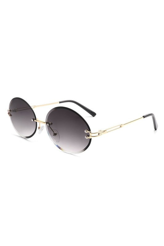 Round Rimless Vintage Sunglasses