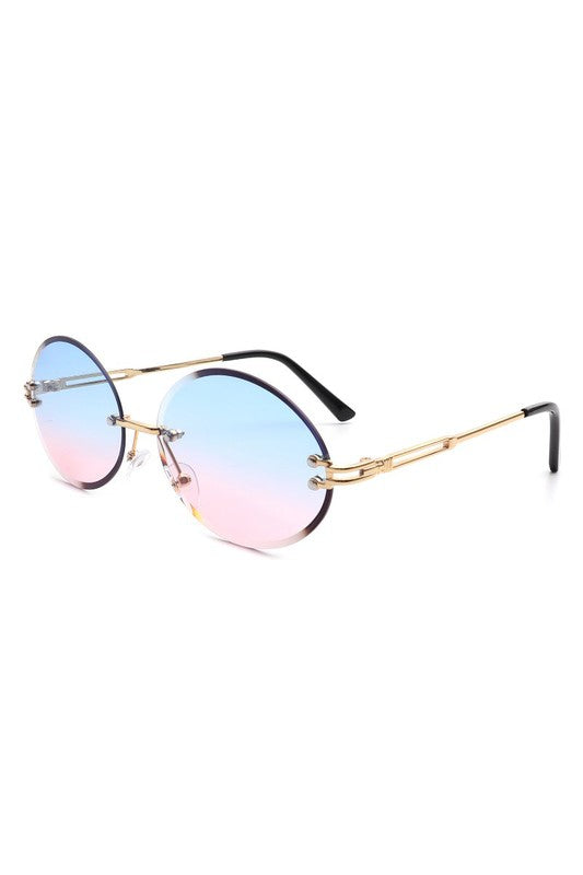 Round Rimless Vintage Sunglasses