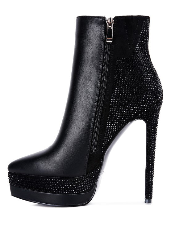 Diamante High Heeled Ankle Boot