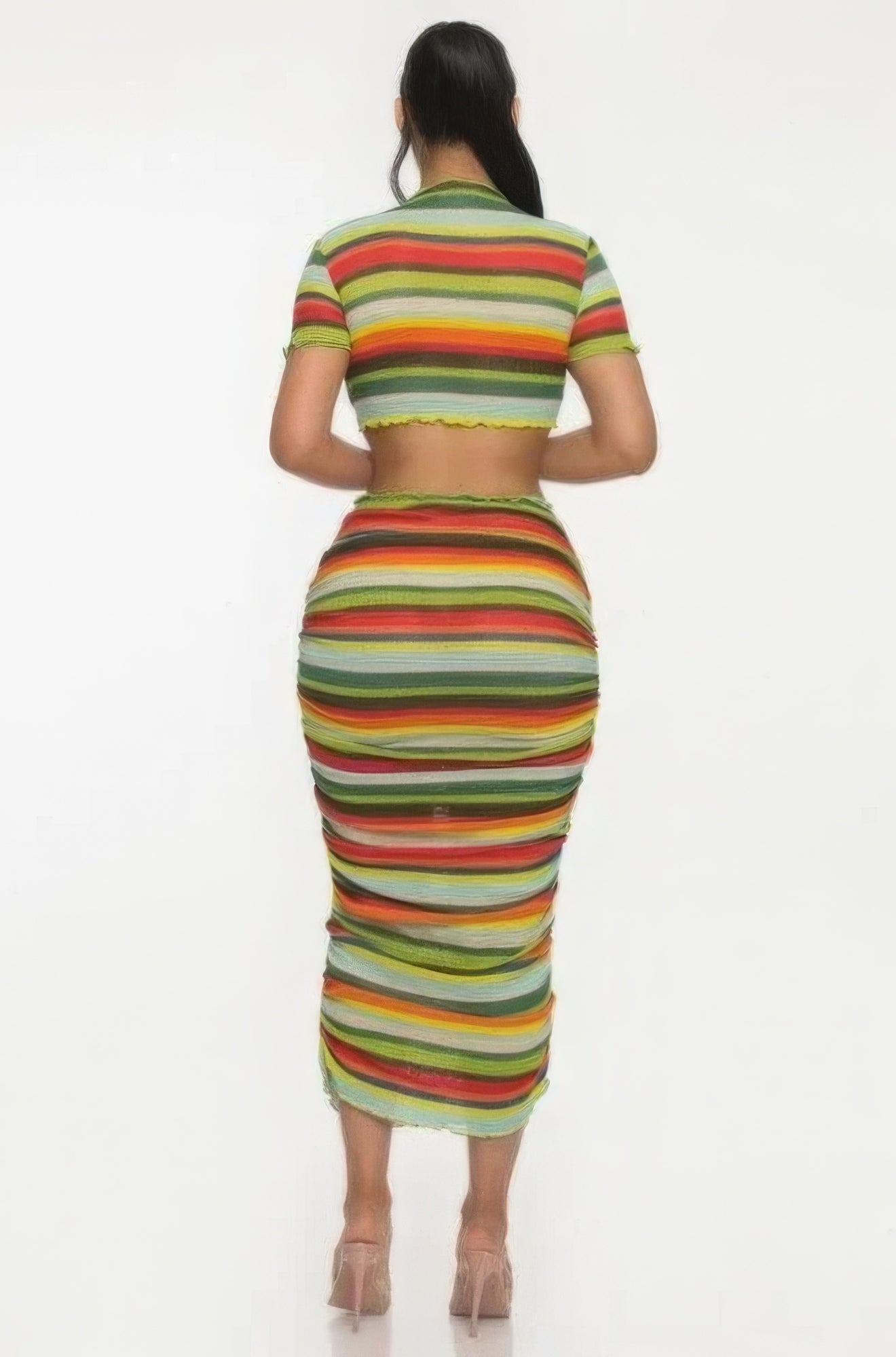 Striped Beach Sarong Skirt Set