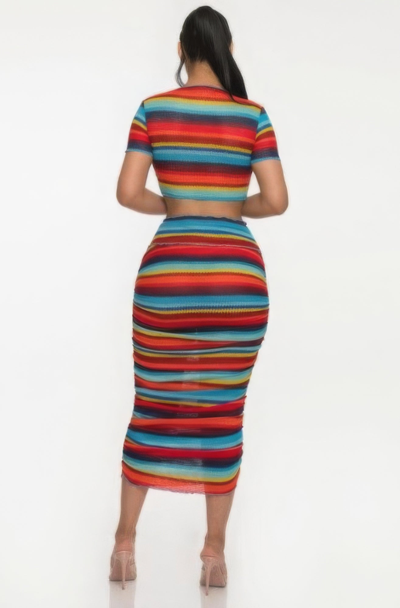 Striped Beach Sarong Skirt Set