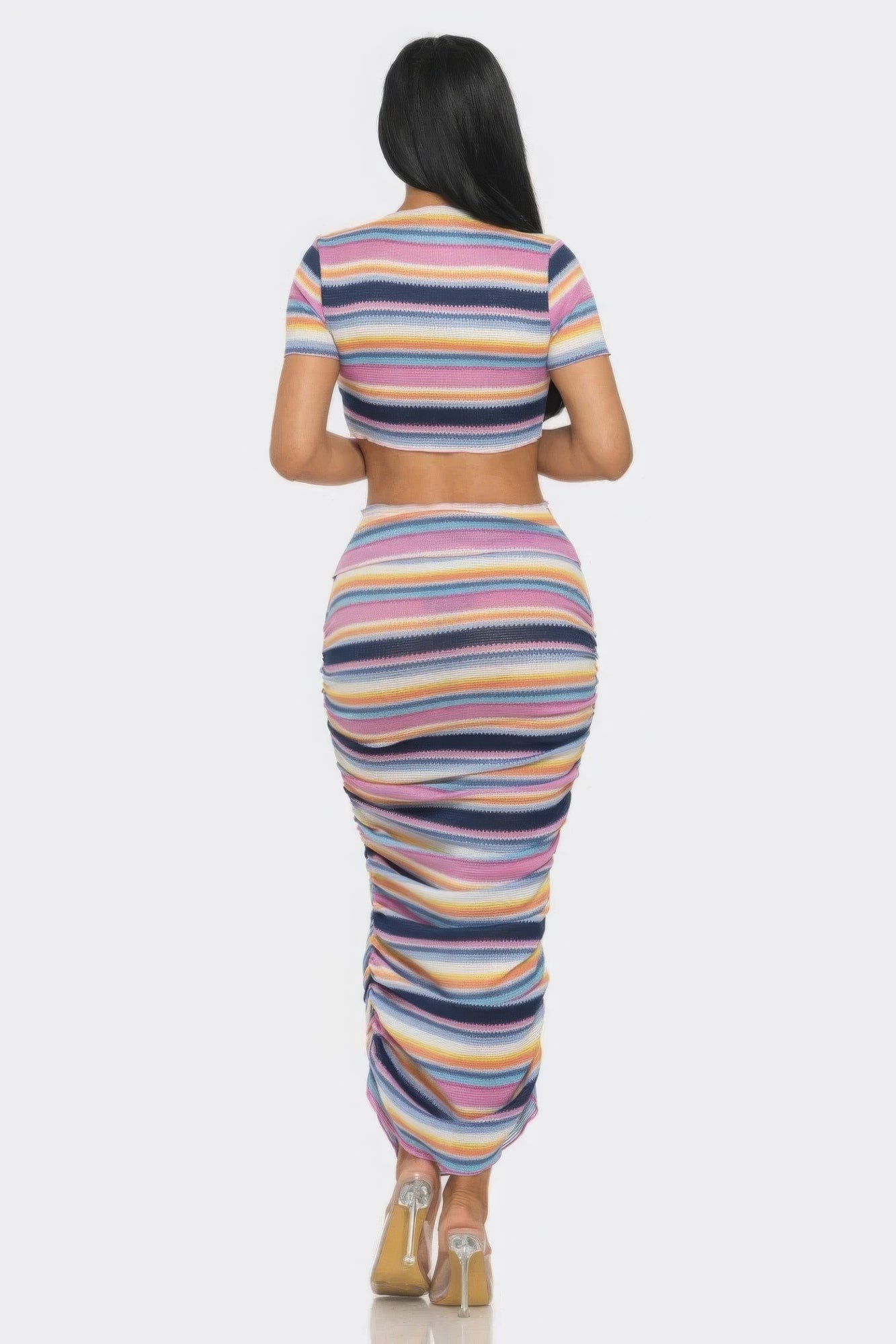 Striped Beach Sarong Skirt Set