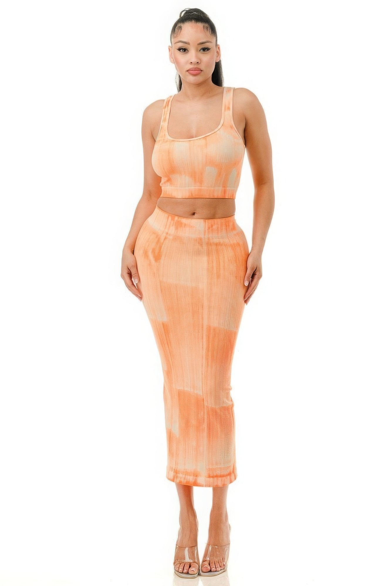 Mineral Wash Midi Skirt Set