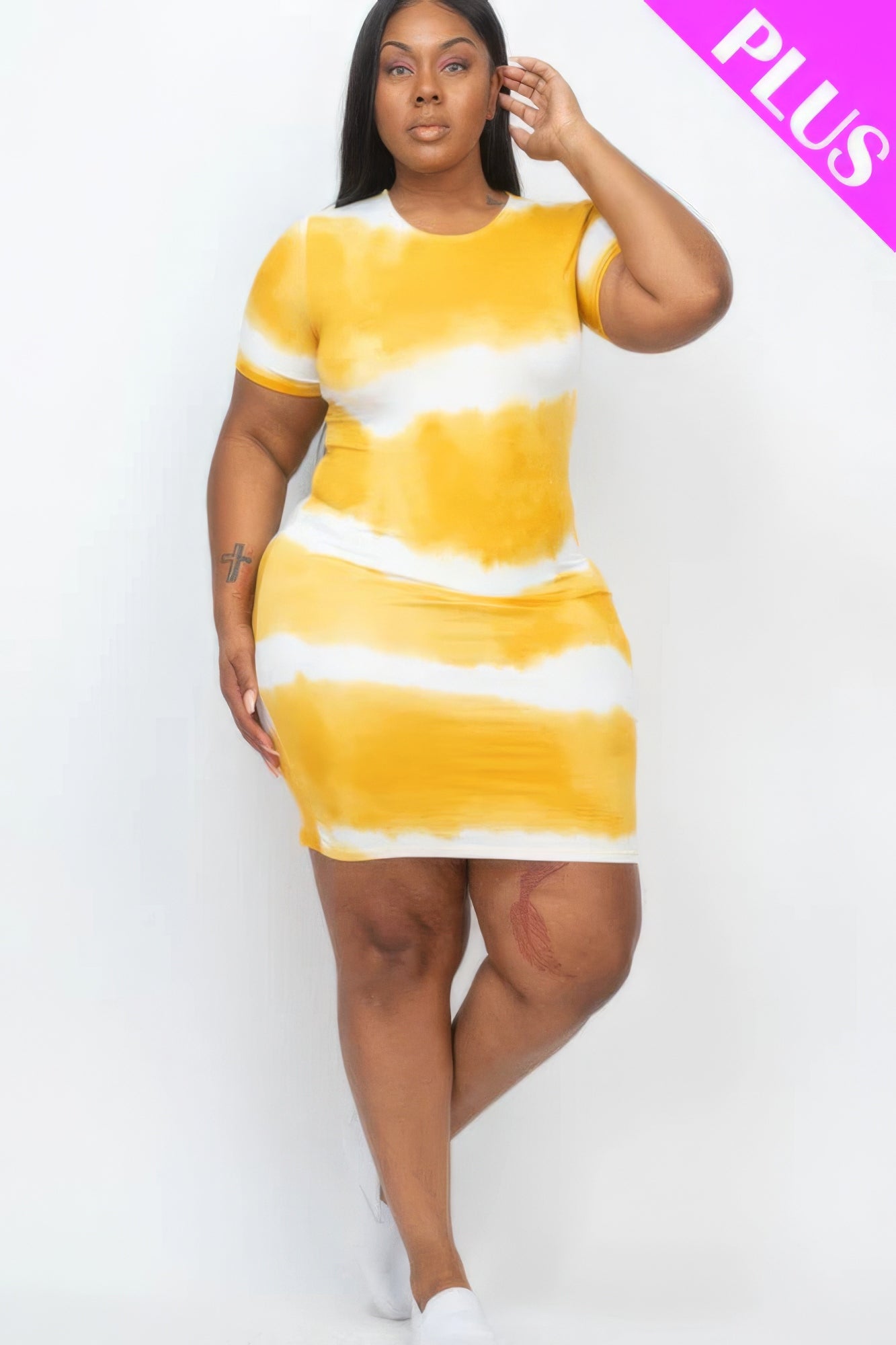 Curve Tie-Dye Print Bodycon Dress