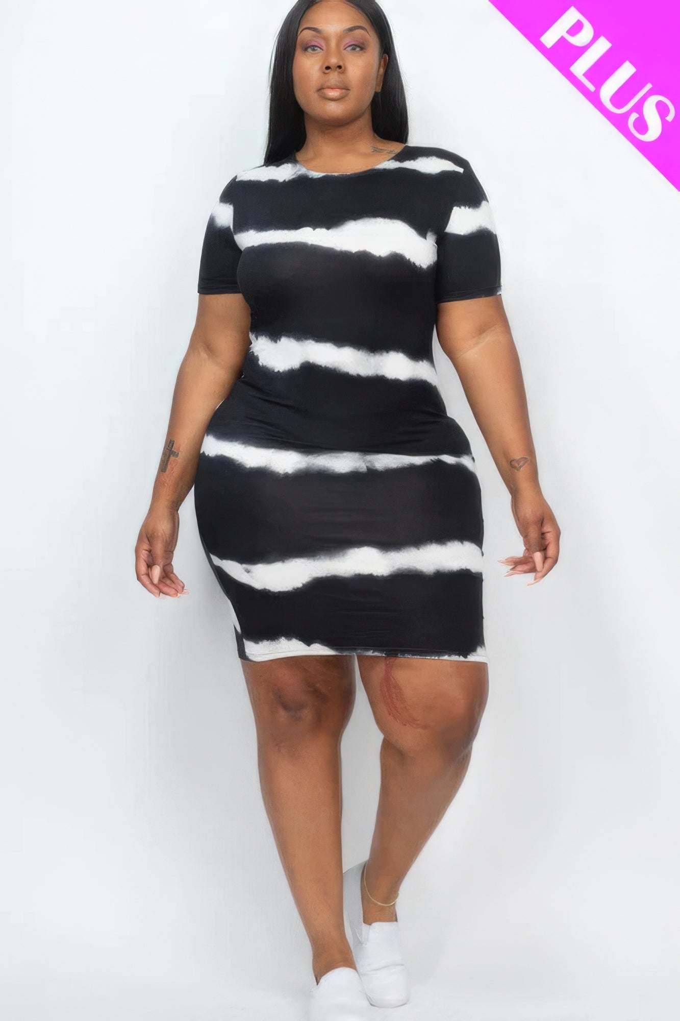 Curve Tie-Dye Print Bodycon Dress