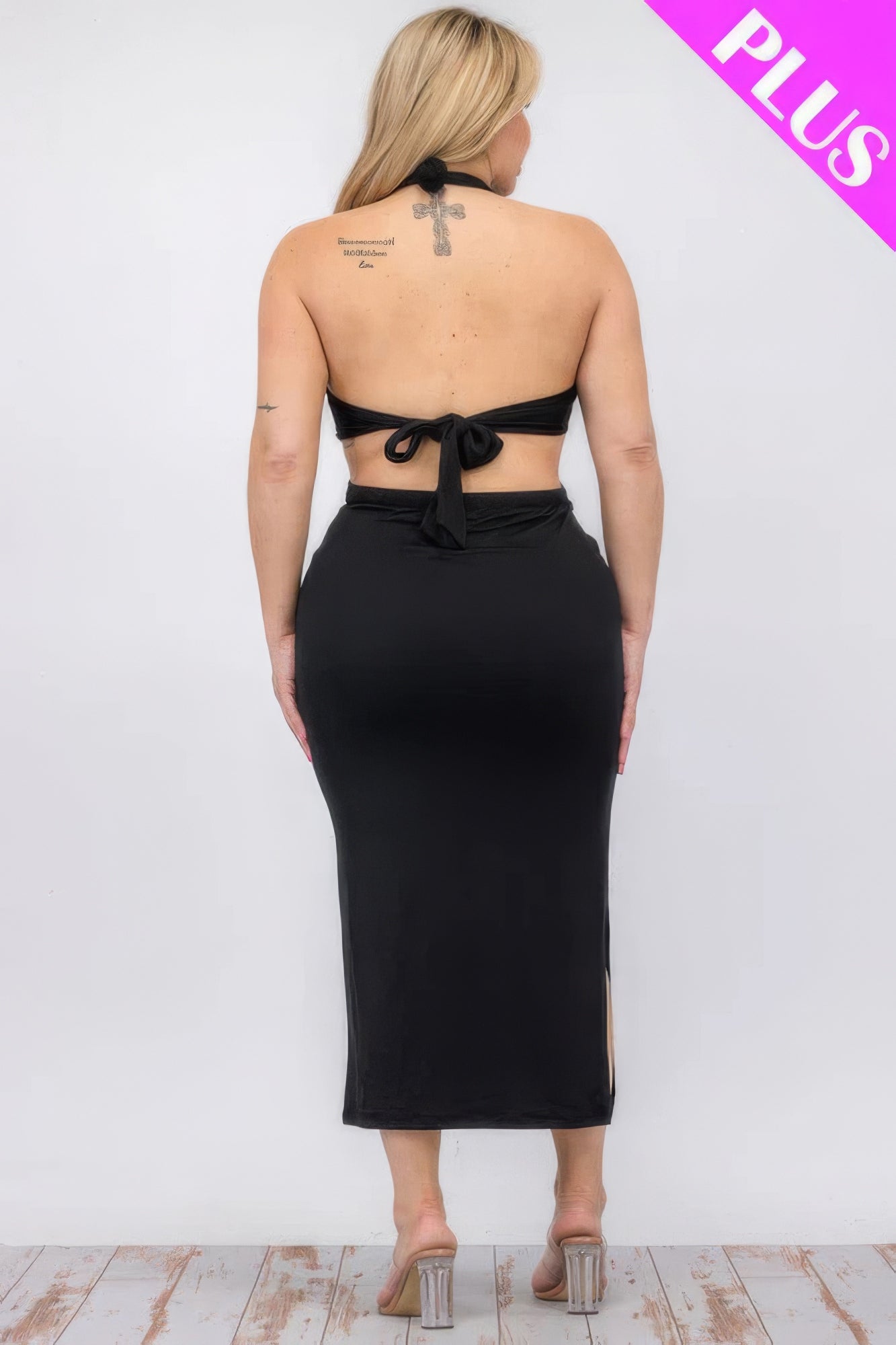 Curve Cut-Out Halter Open Back Midi Dress