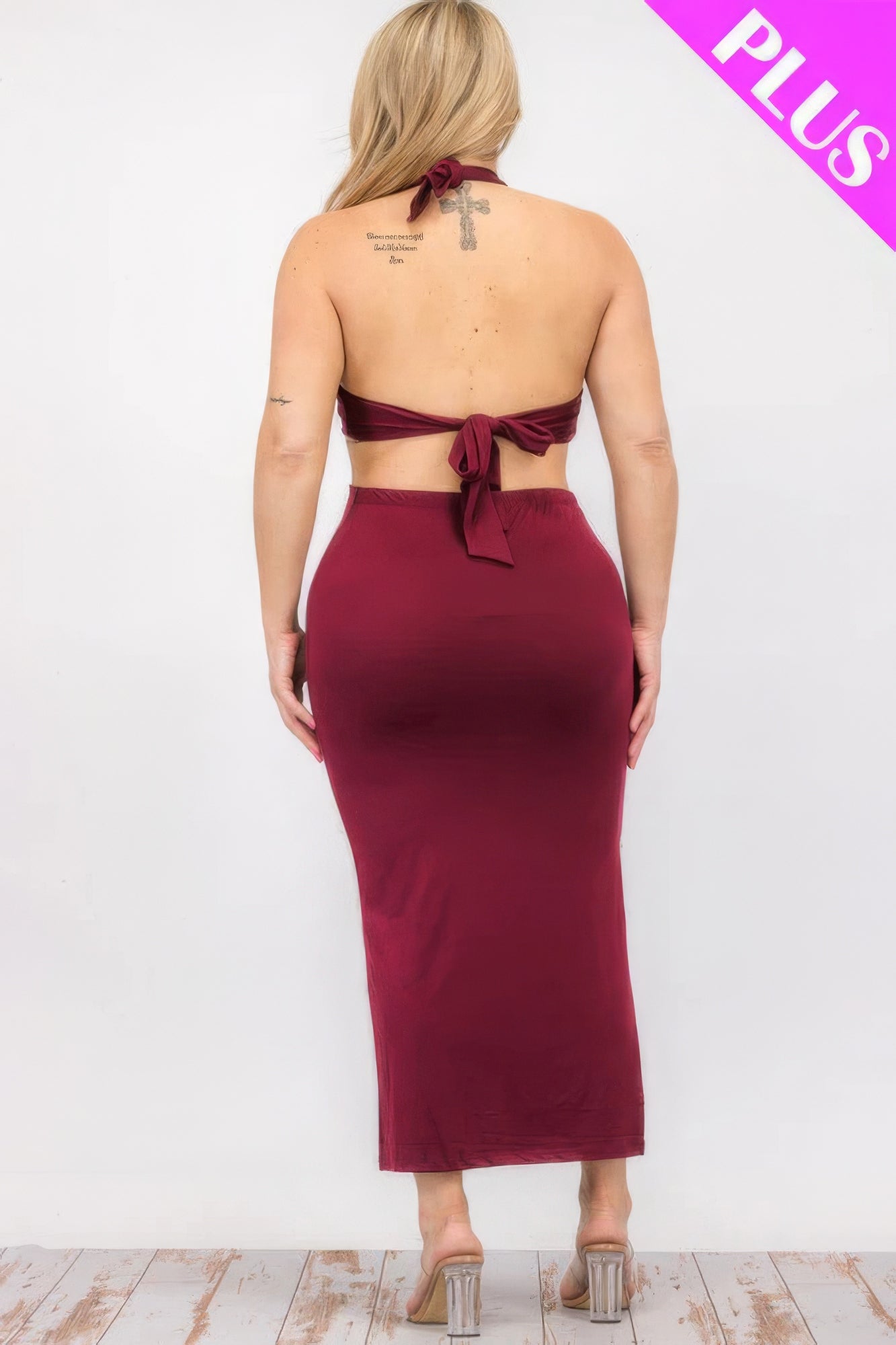 Curve Cut-Out Halter Open Back Midi Dress