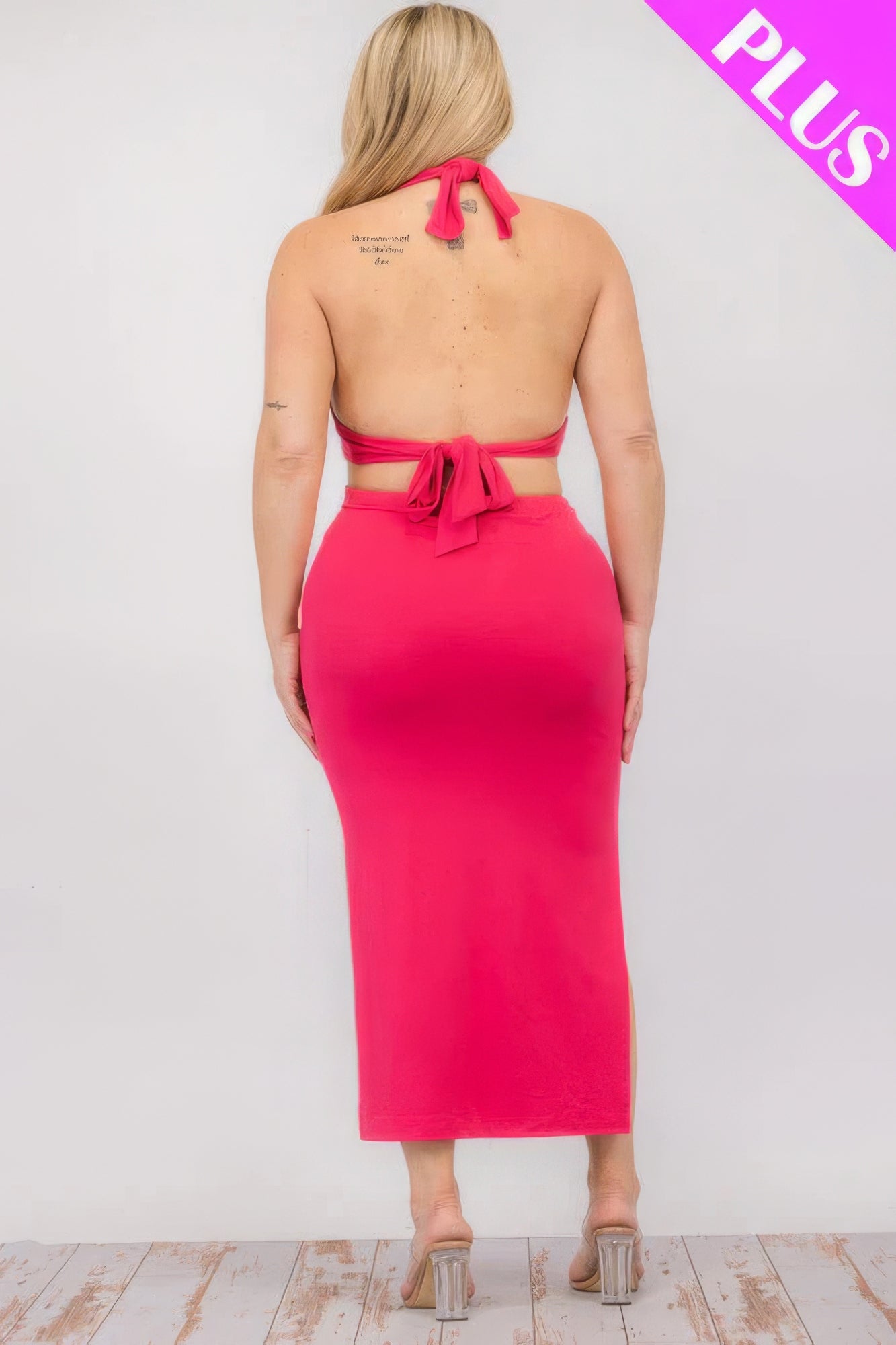 Curve Cut-Out Halter Open Back Midi Dress