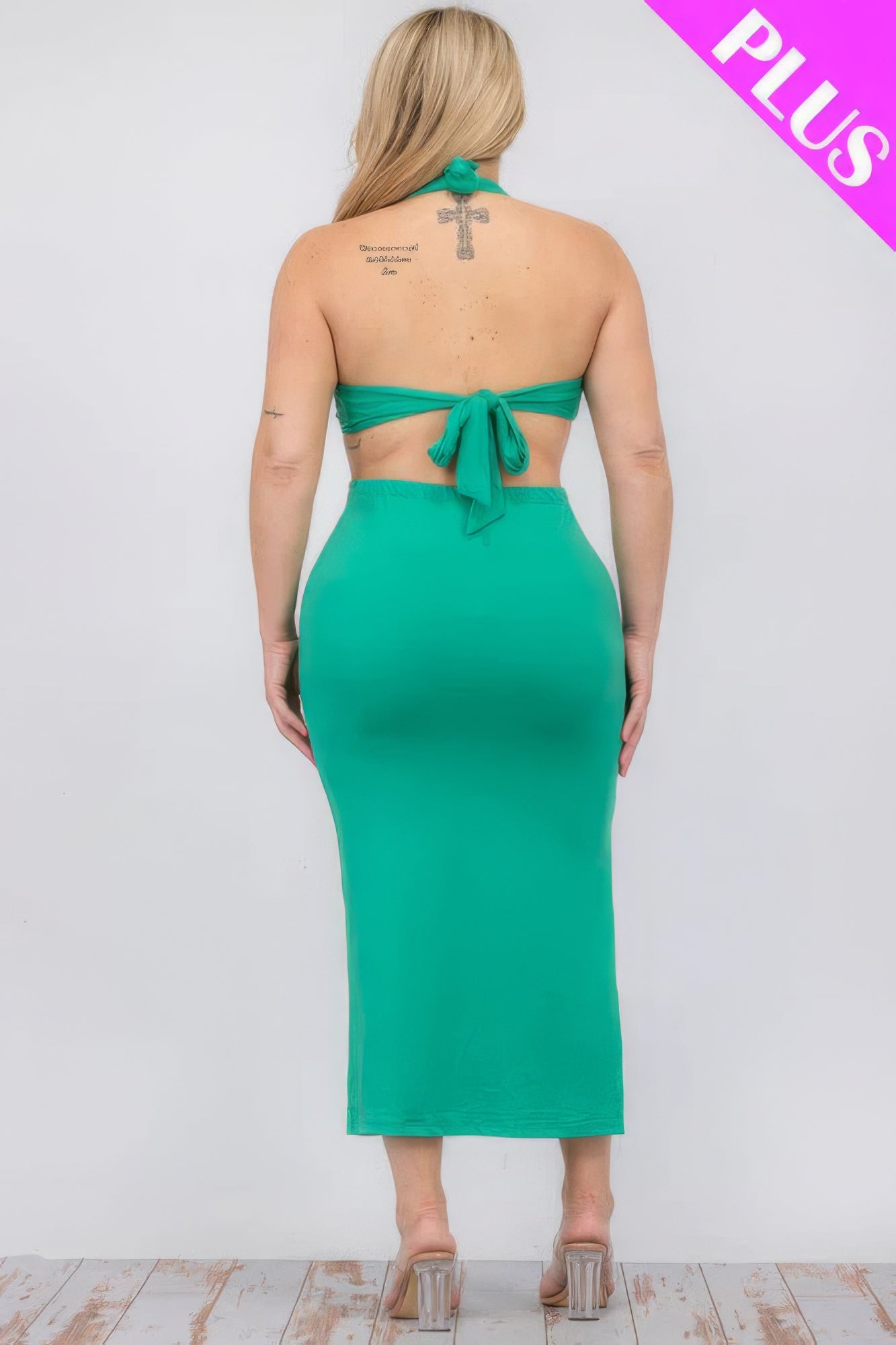 Curve Cut-Out Halter Open Back Midi Dress
