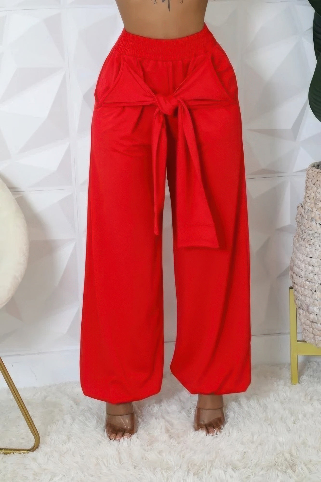 High-Waist Bow Pants