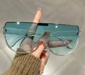 Blue Tint Clear Frame Oversized Visor Shades