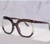 Luxe Color Frame Gold Trim Fashion Glasses – Oversized Clear Lens