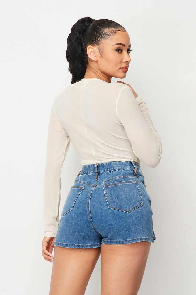 Mesh Low Cut Corset Bodysuit