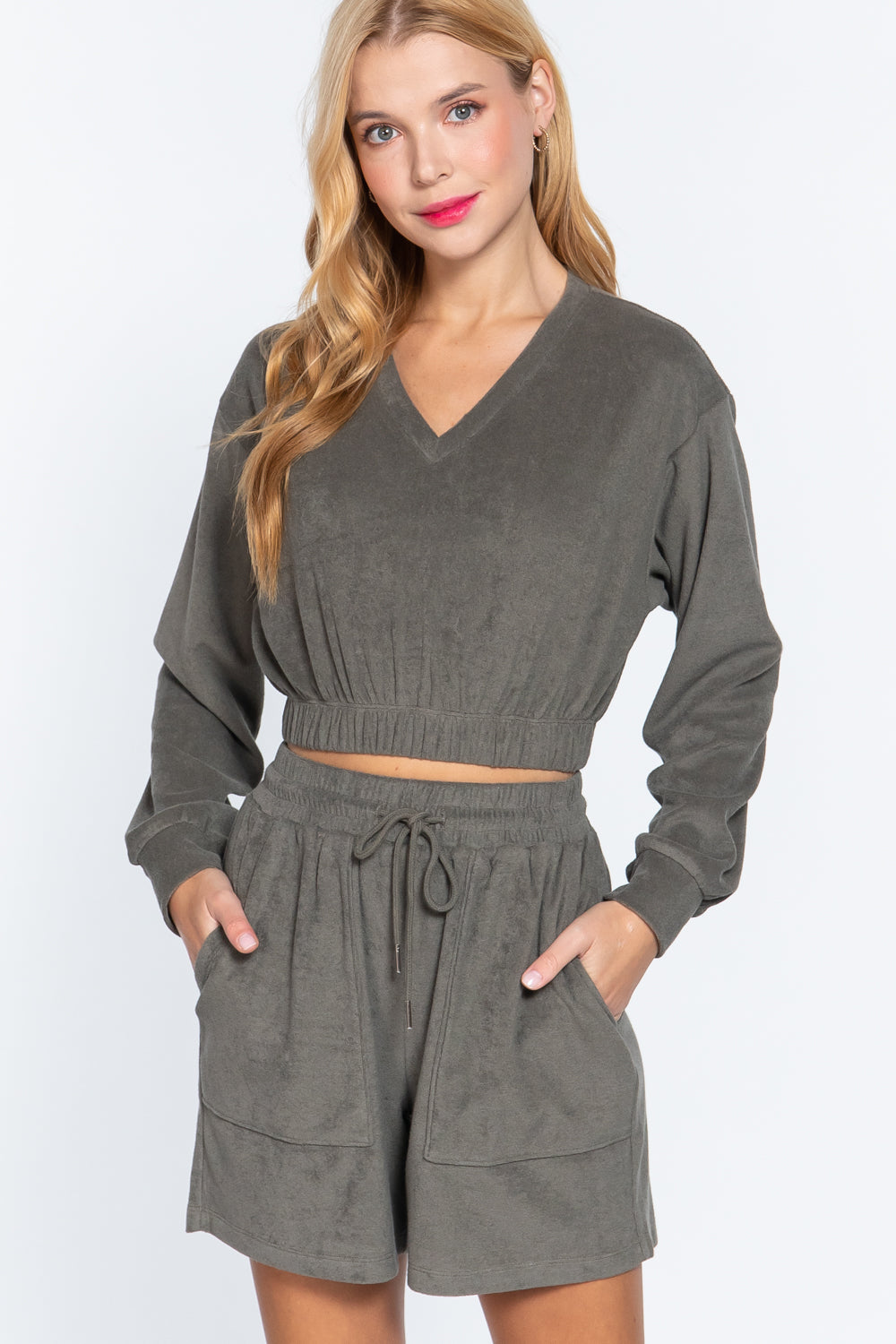 Elasticized Hem Terry Top