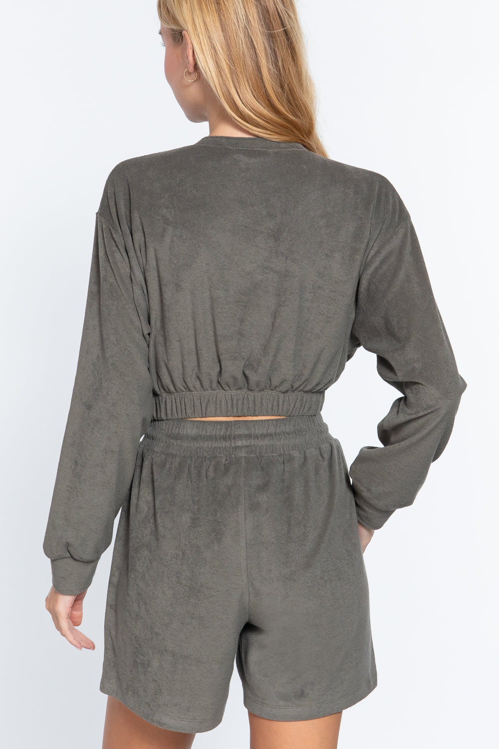 Elasticized Hem Terry Top