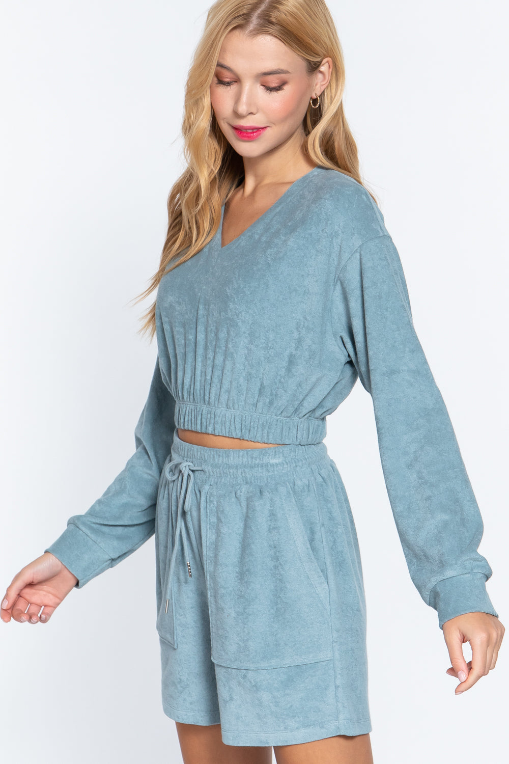 Elasticized Hem Terry Top
