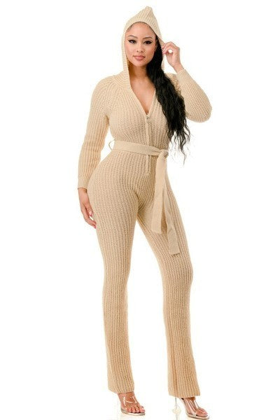 Knit Hooded Jumpsuit