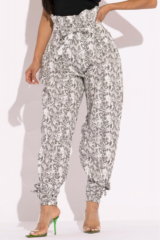Snakeskin Print Cargo Pants