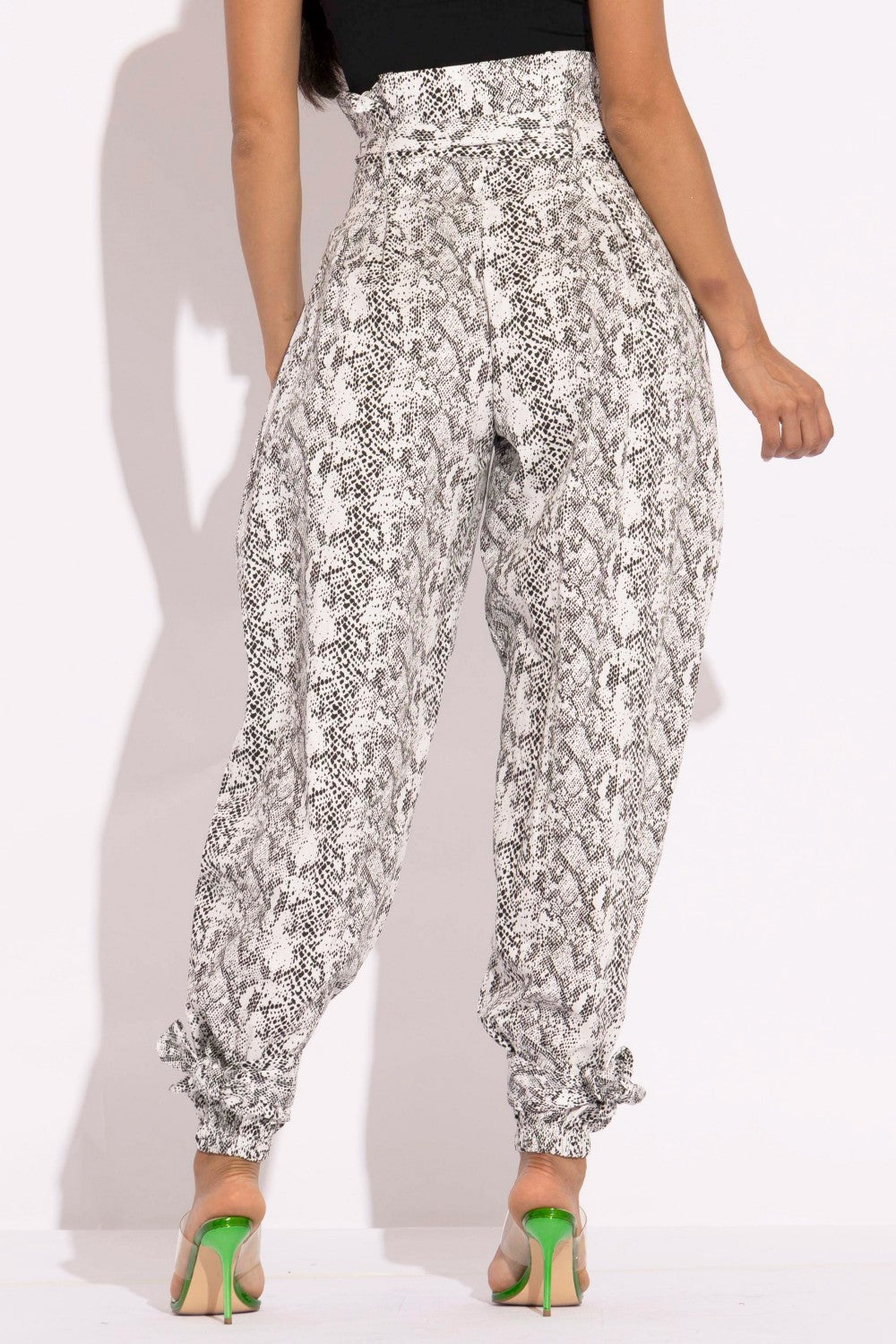 Snakeskin Print Cargo Pants