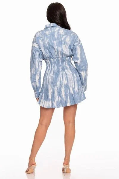 Tie Dye Button Down Mini Dress
