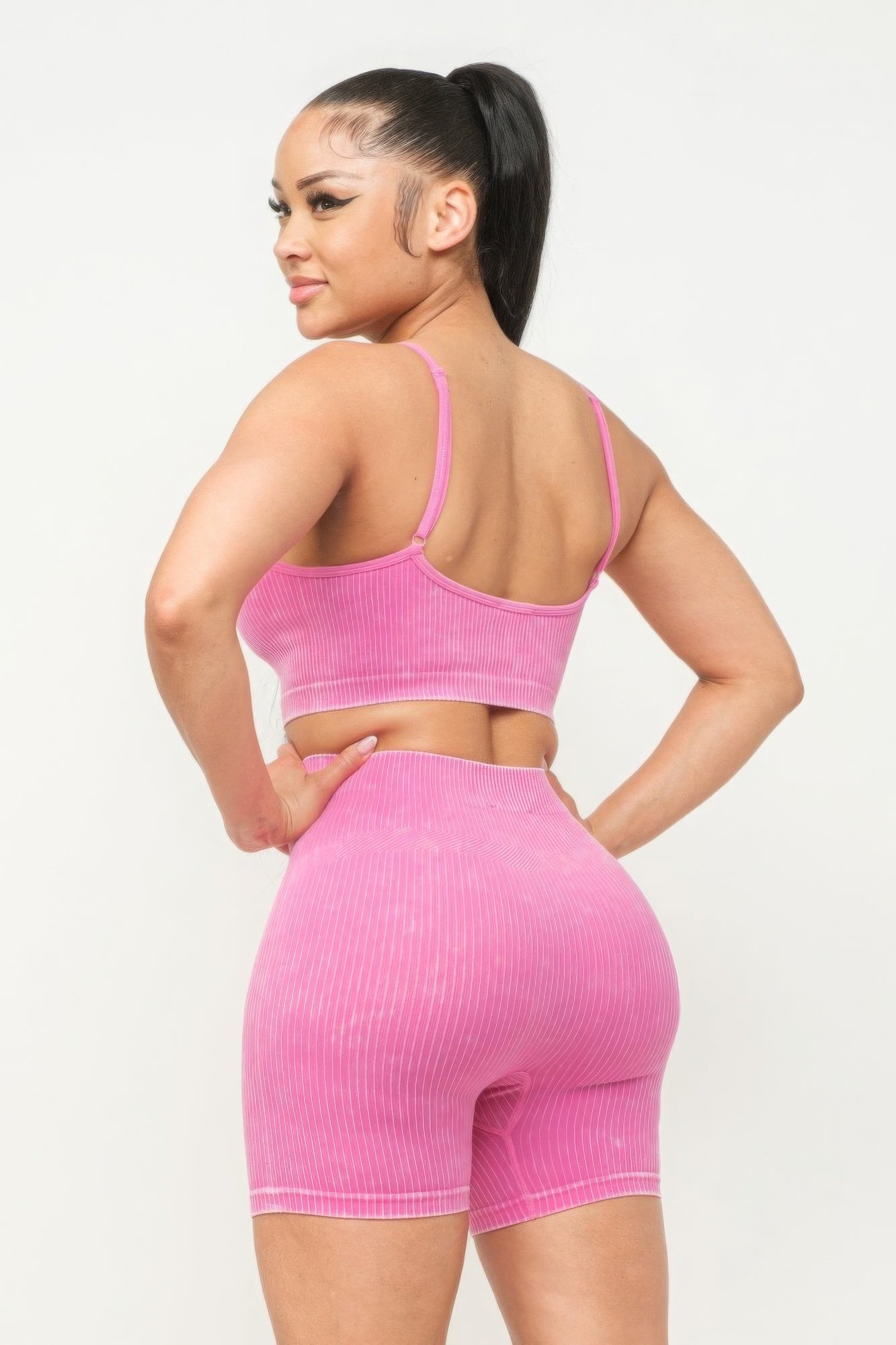 Washed Seamless Basic Tank Top & Shorts Set