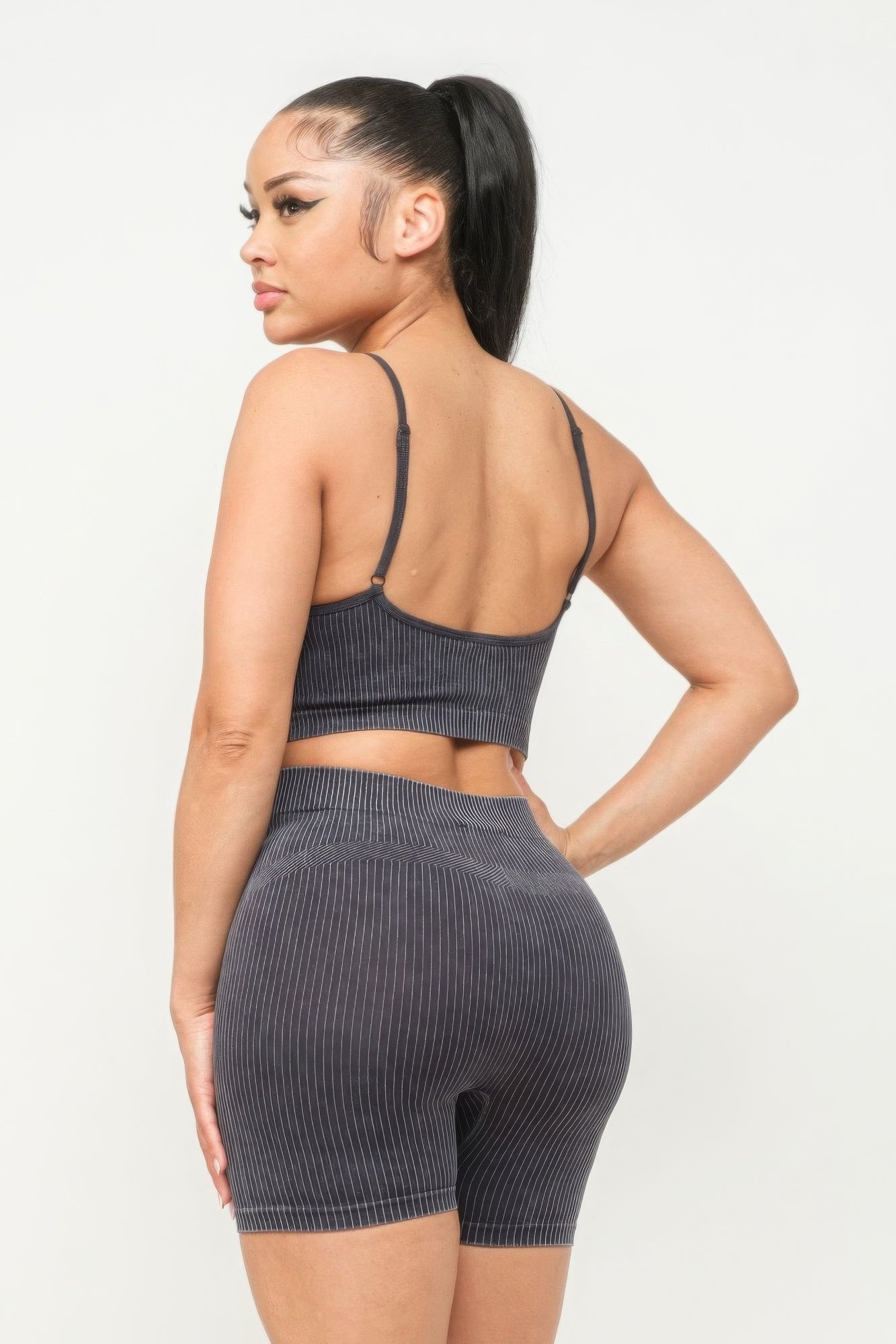 Washed Seamless Basic Tank Top & Shorts Set