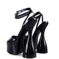 DROP DEAD PATENT CROC ULTRA HIGH PLATFORM SANDALS