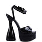 DROP DEAD PATENT CROC ULTRA HIGH PLATFORM SANDALS