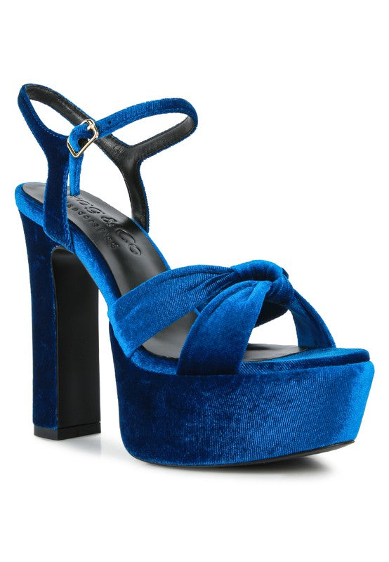 Velvet Block Heel Sandals