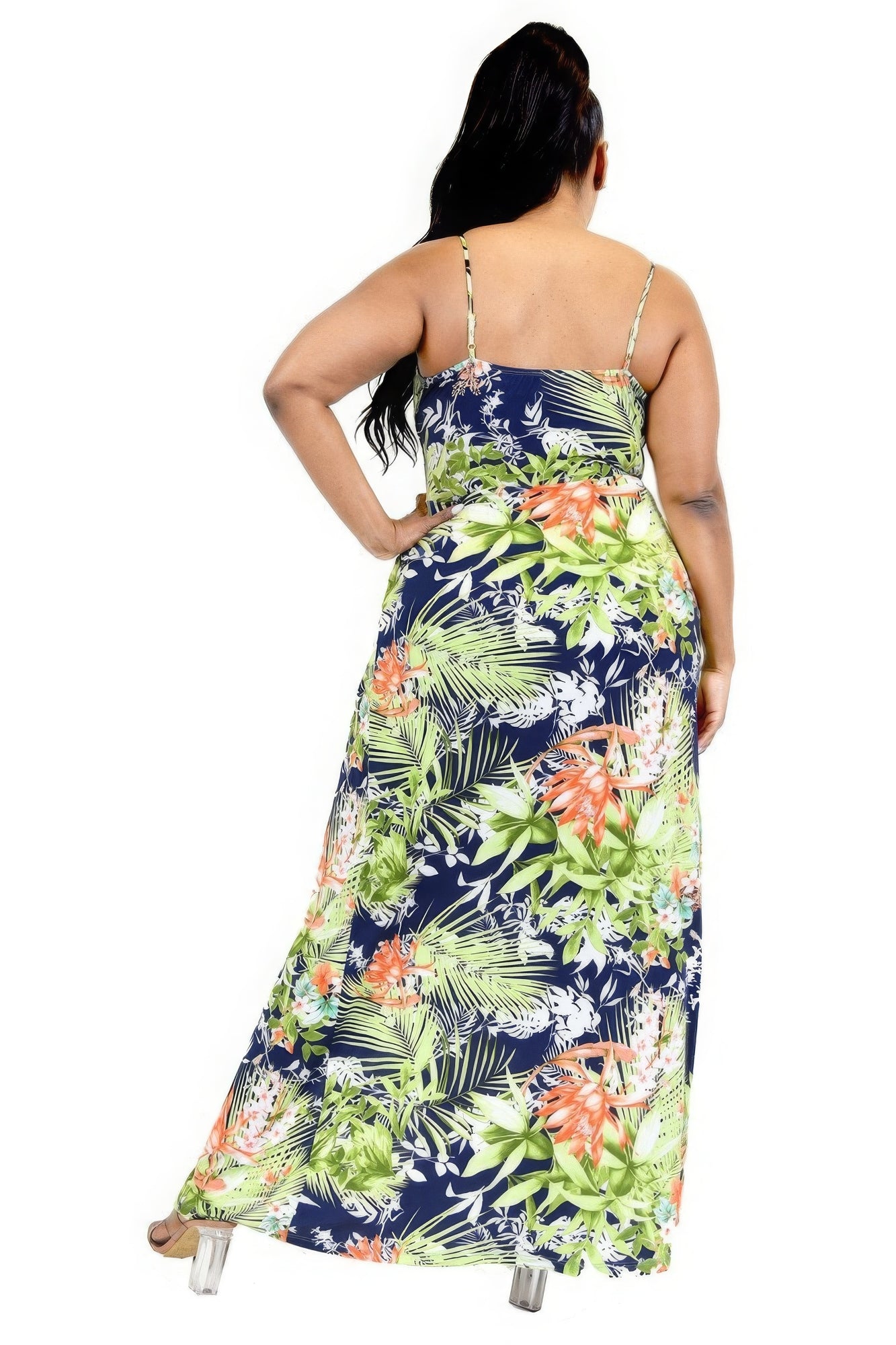 Curve Tropical Leaf Maxi Dress