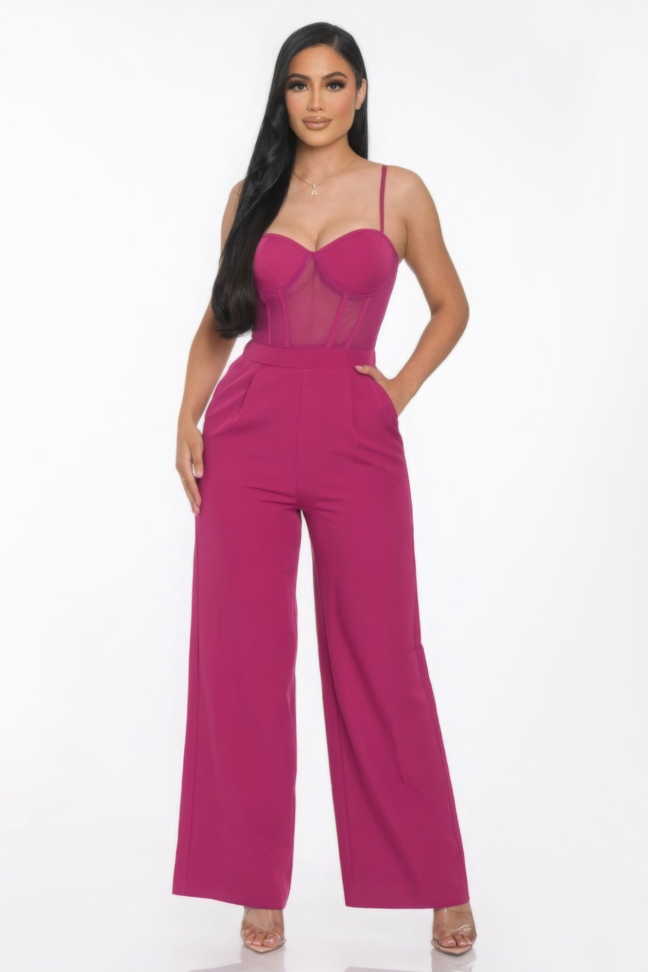 Mesh Wide Leg Jumpsuit