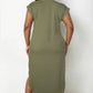 Curve V Neck T-Shirt Dress - Olive