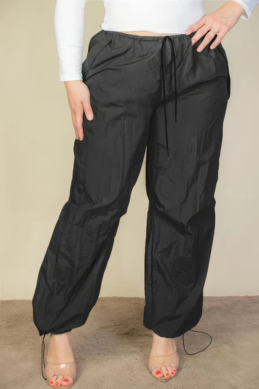 Curve Drawstring Parachute Pants