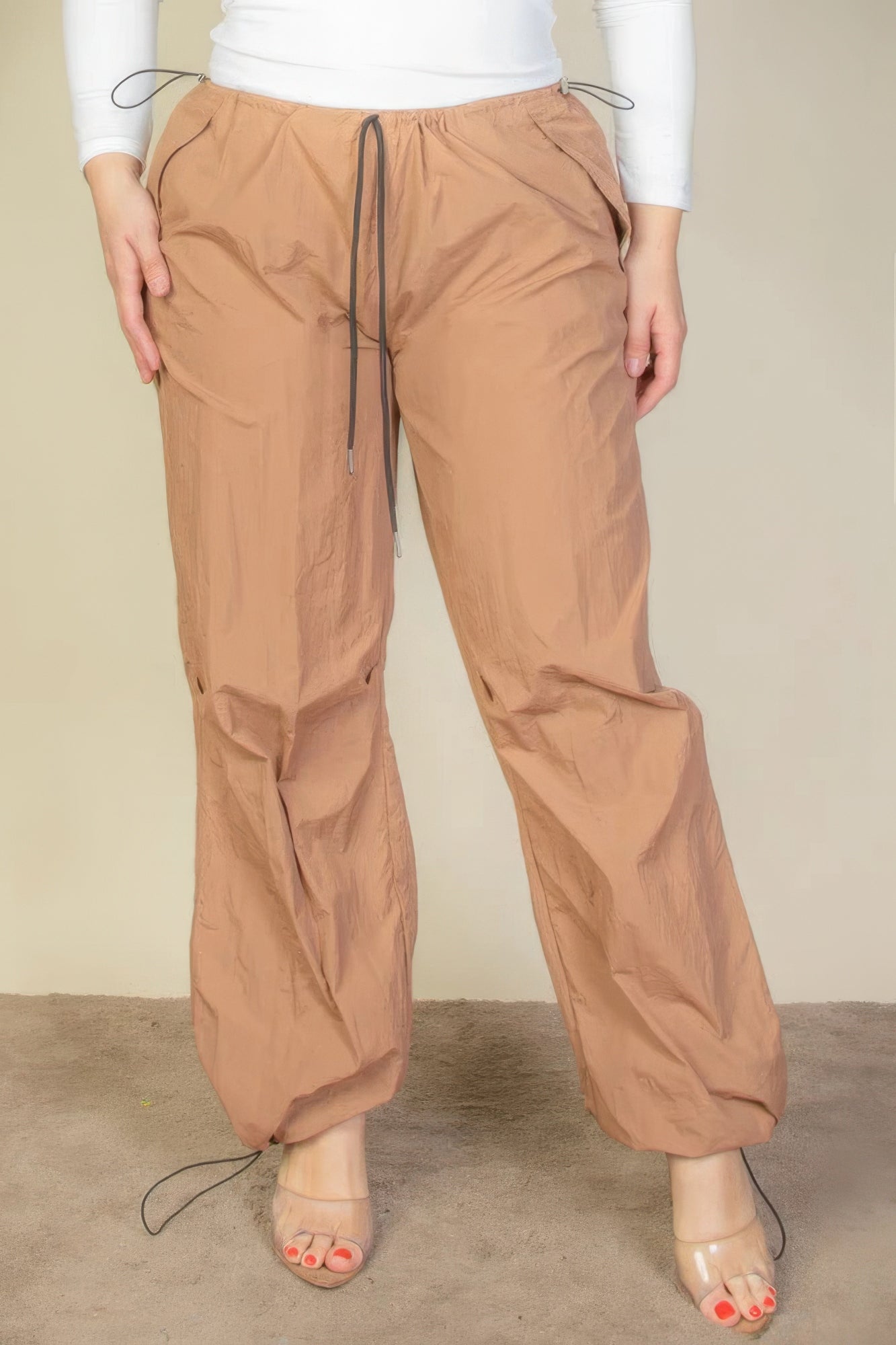 Curve Drawstring Parachute Pants