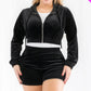 Curve Velour Crop Hoodie And Shorts Set