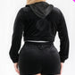 Curve Velour Crop Hoodie And Shorts Set