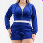 Curve Velour Crop Hoodie And Shorts Set