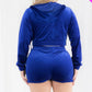 Curve Velour Crop Hoodie And Shorts Set