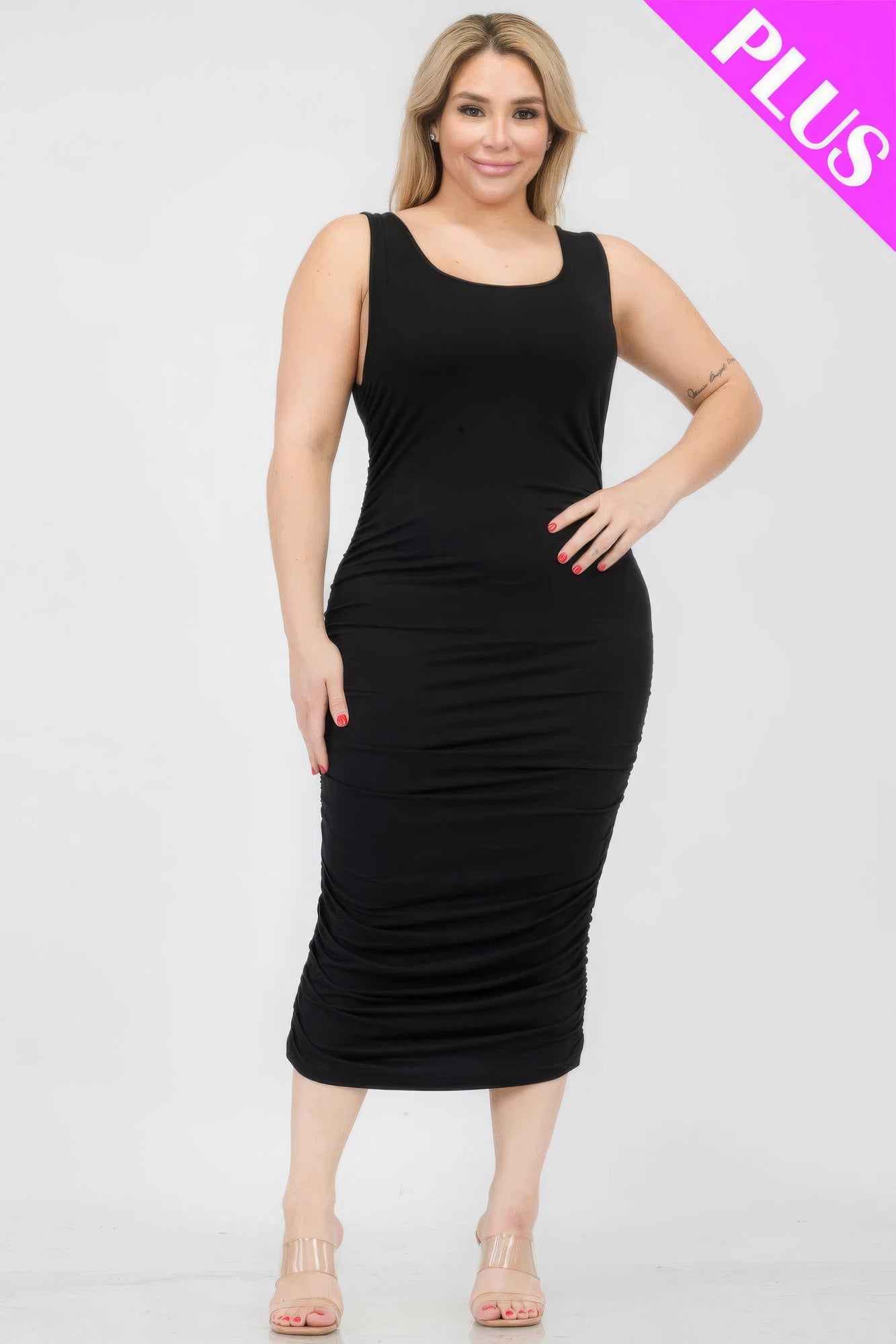 Curve Ruched Bodycon Midi Dress