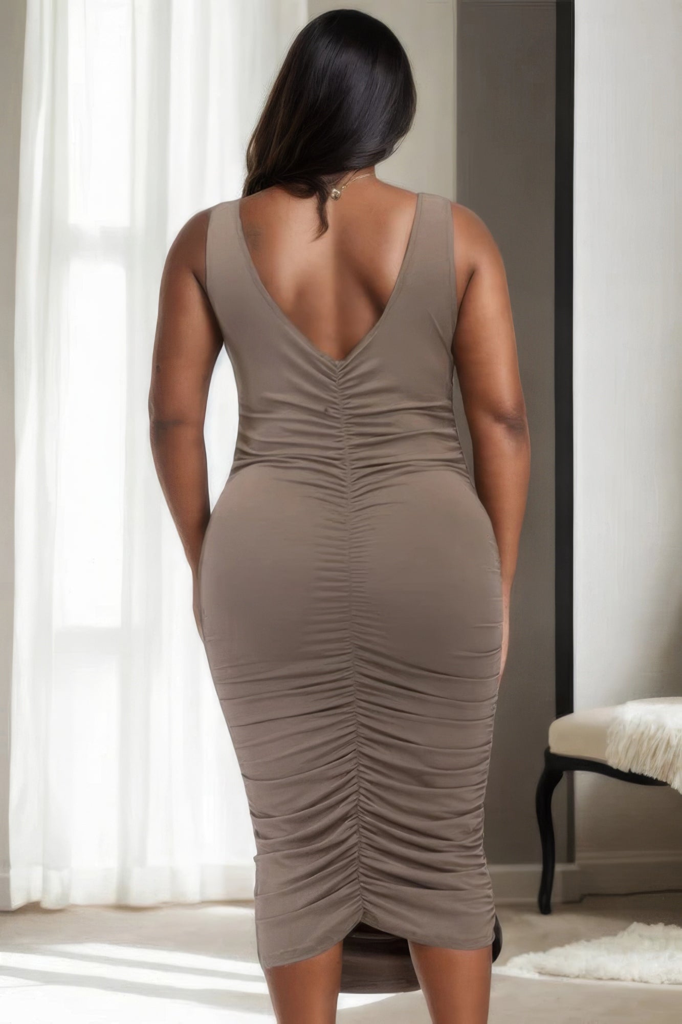 Curve Ruched Bodycon Midi Dress