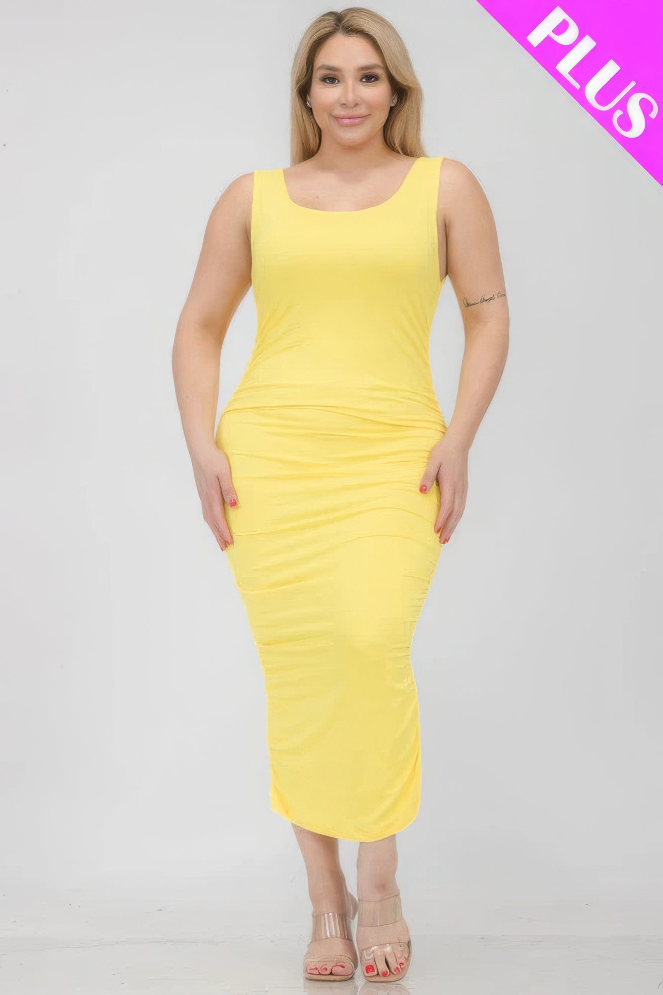 Curve Ruched Bodycon Midi Dress