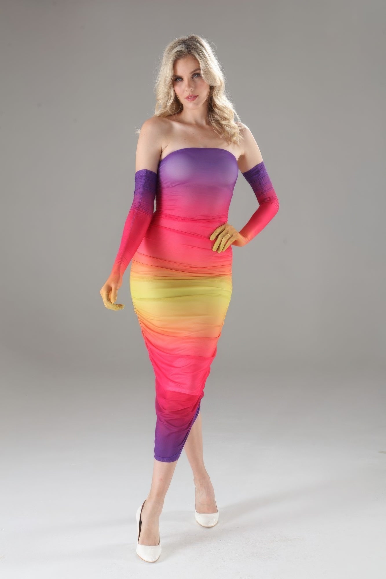 Sunset Strapless Midi Dress