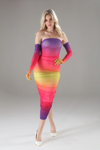 Sunset Strapless Midi Dress