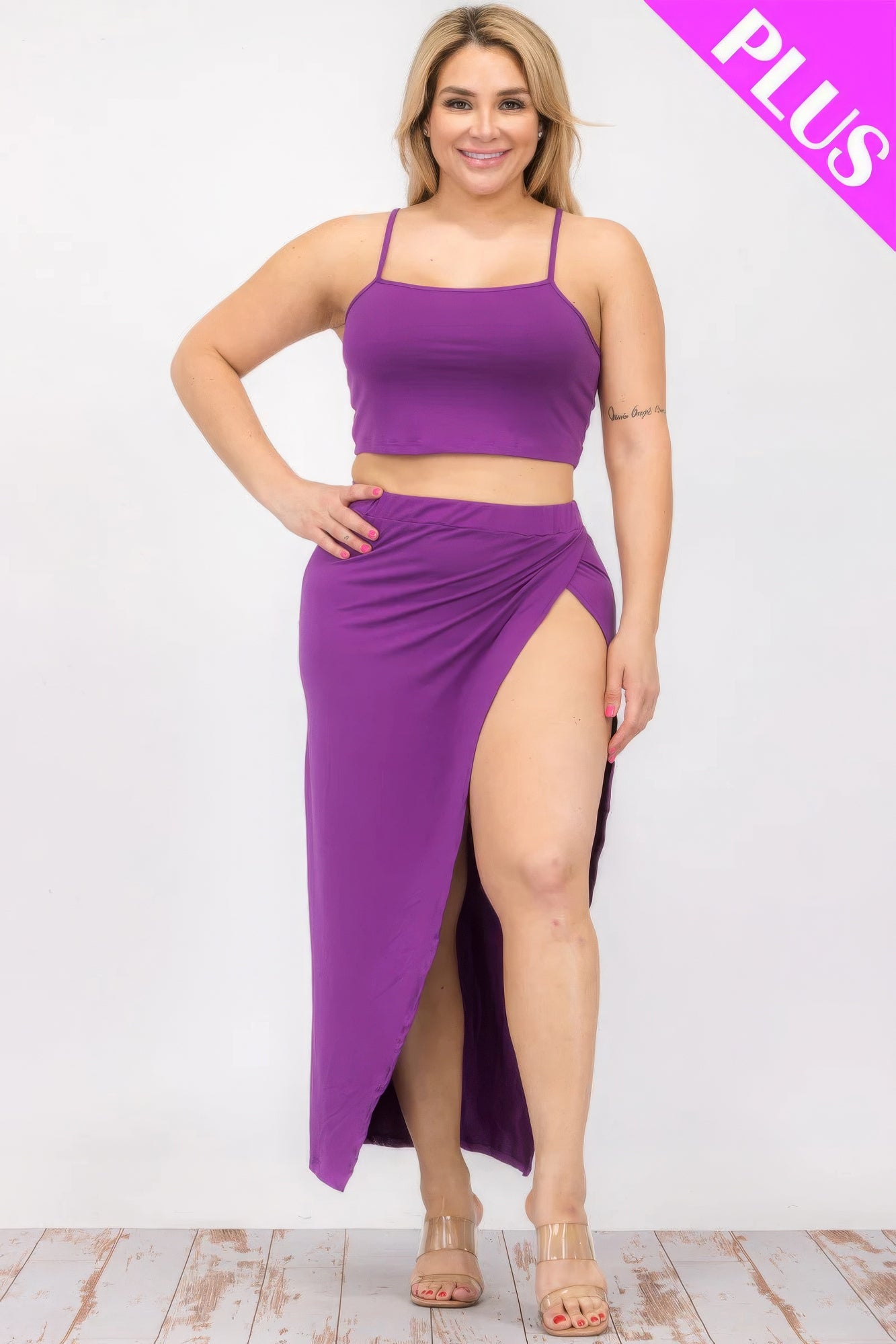 Curve Crop Cami & Split Thigh Maxi Skirt Set