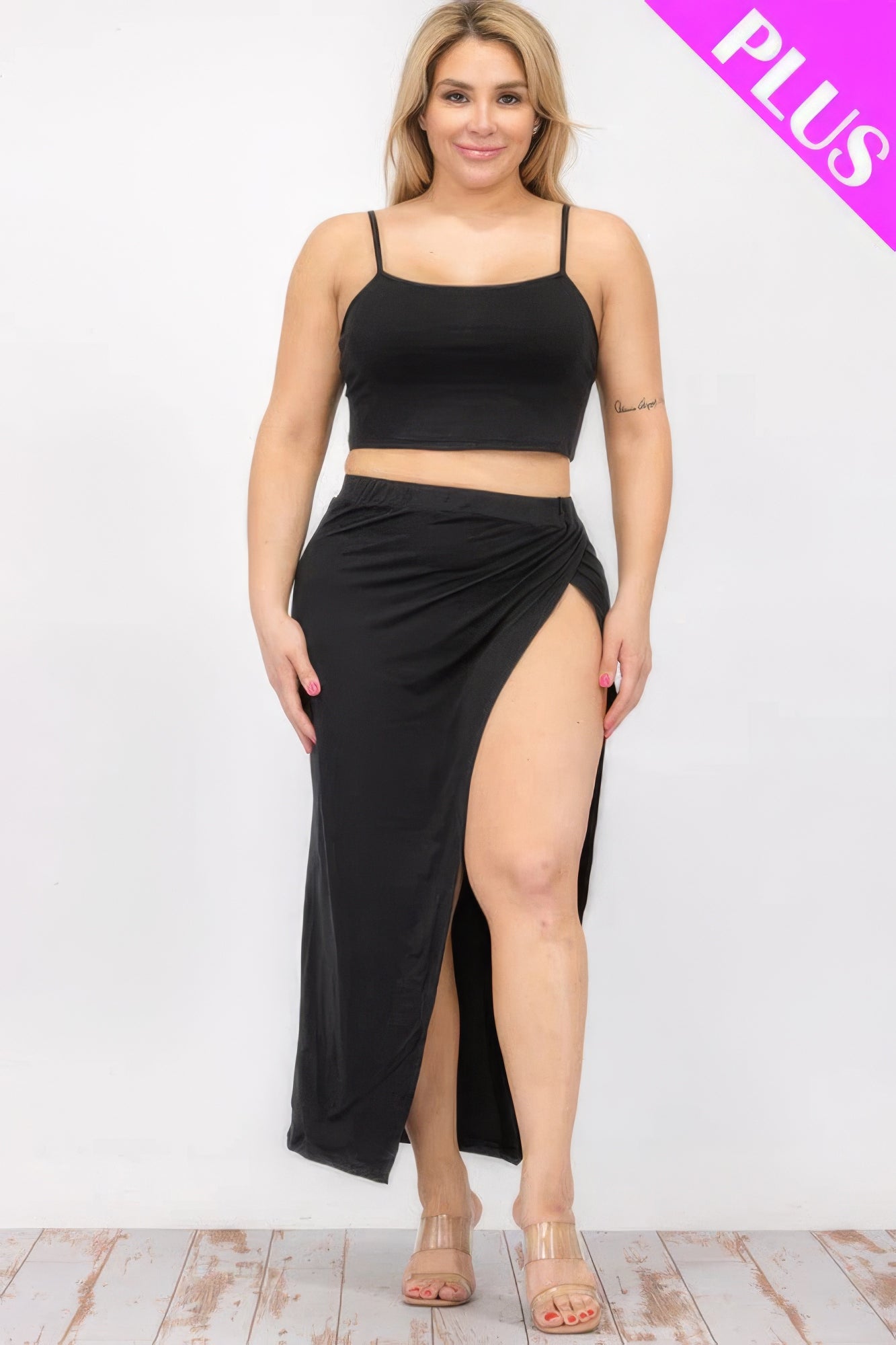 Curve Crop Cami & Split Thigh Maxi Skirt Set