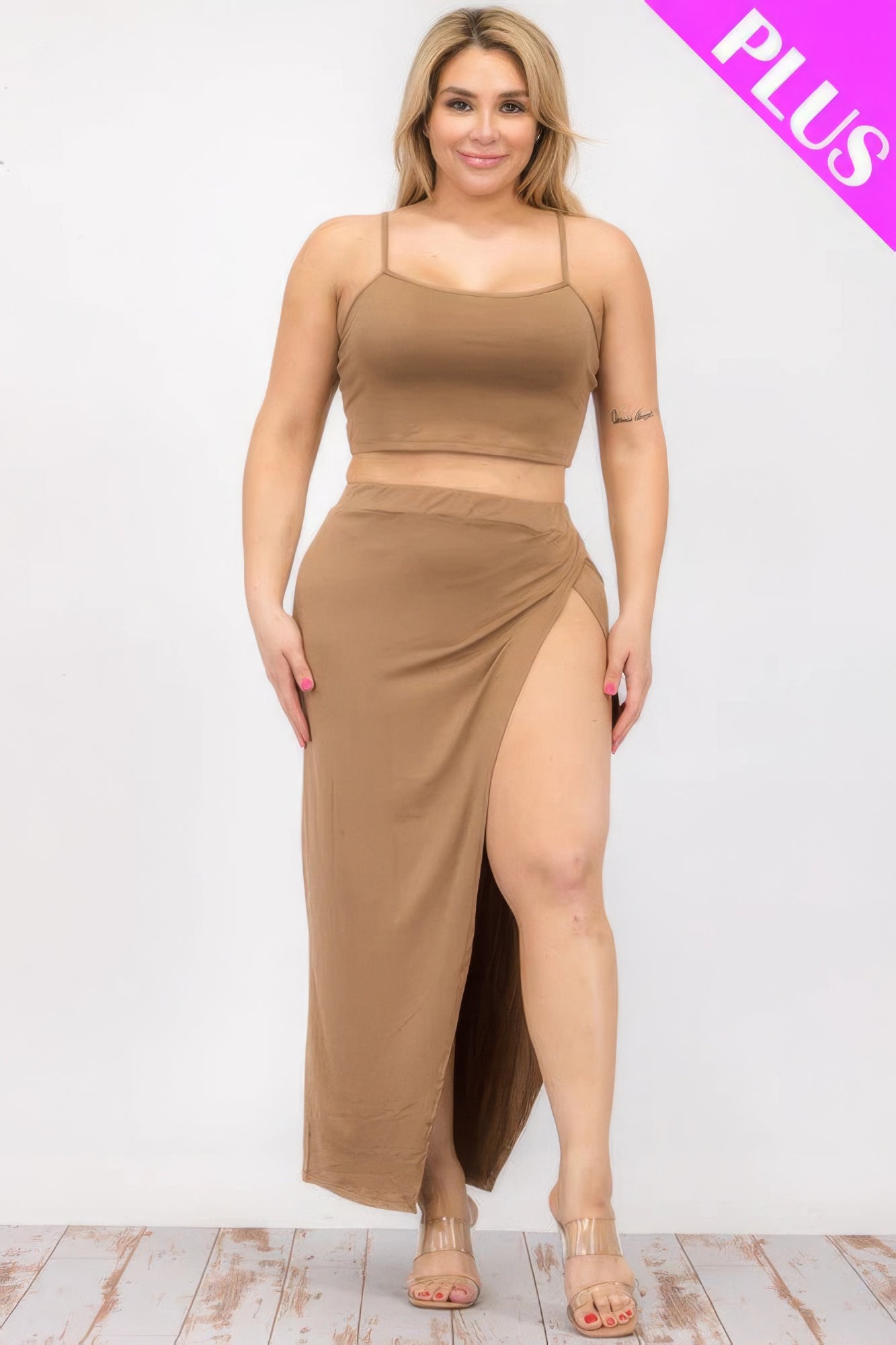 Curve Crop Cami & Split Thigh Maxi Skirt Set