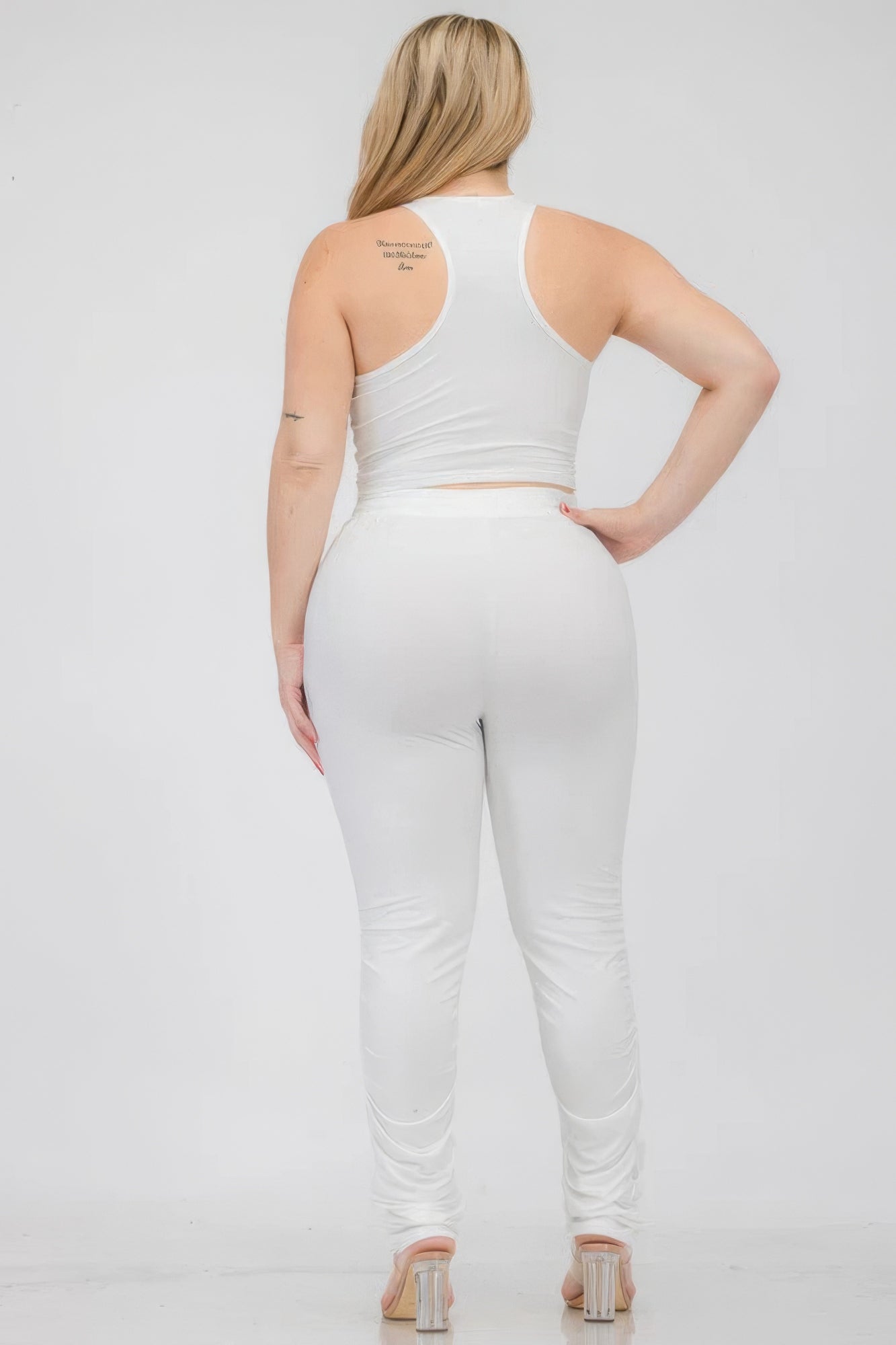 Curve Crop Tank Top & Ruched Drawstring Pants Set