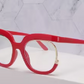 Luxe Color Frame Gold Trim Fashion Glasses – Oversized Clear Lens