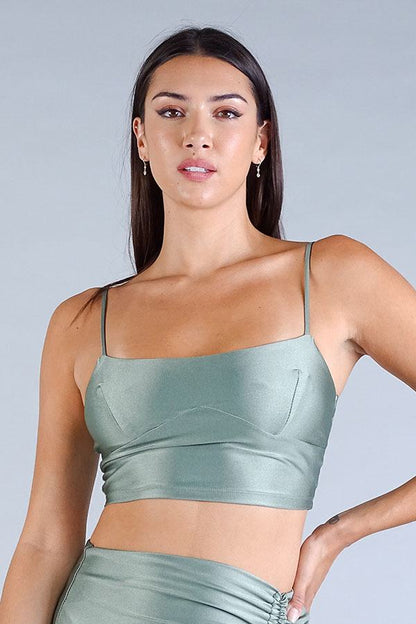 Spaghetti Strap Crop Top - Sage